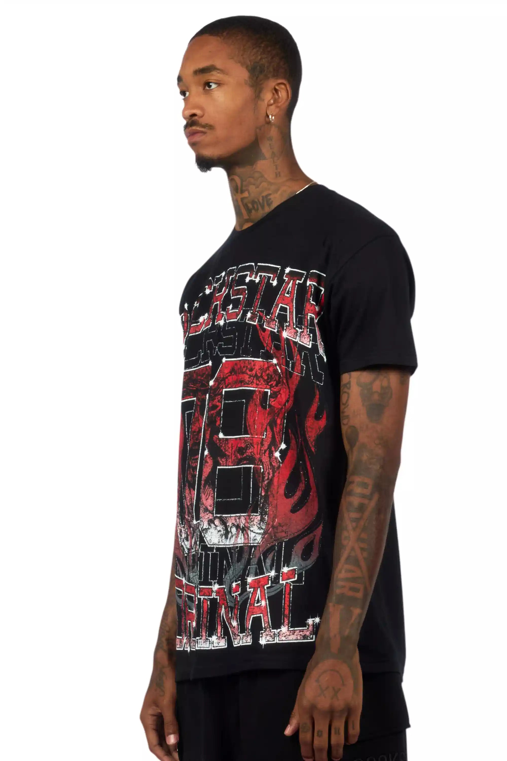 Veyene Black/Red Oversized Graphic T-Shirt