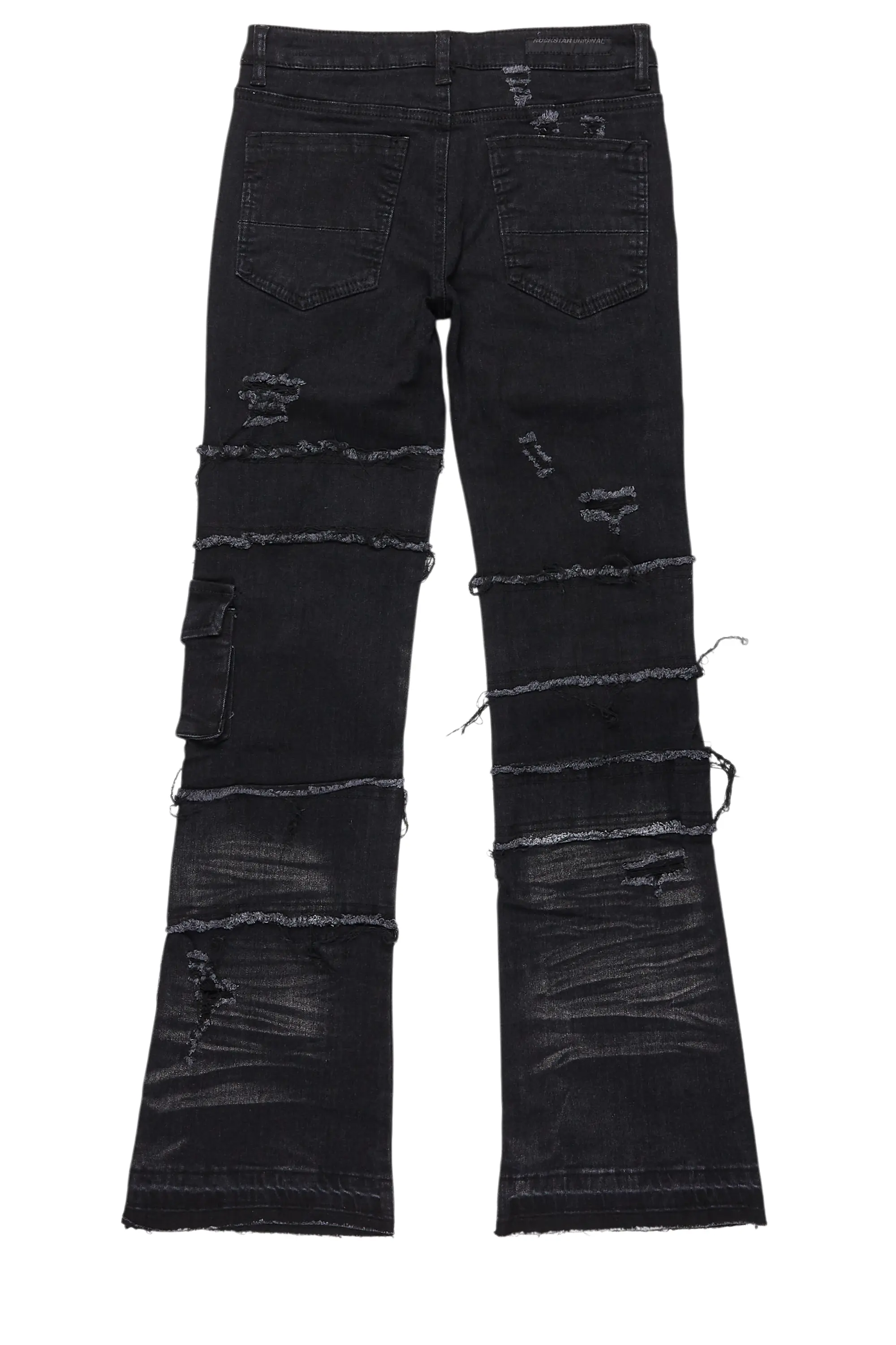 Boys Folant Black Slim Stacked Flare Jean