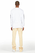 All Seeing Eyes White/Beige Long Sleeve T-Shirt/Baggy Pant Set