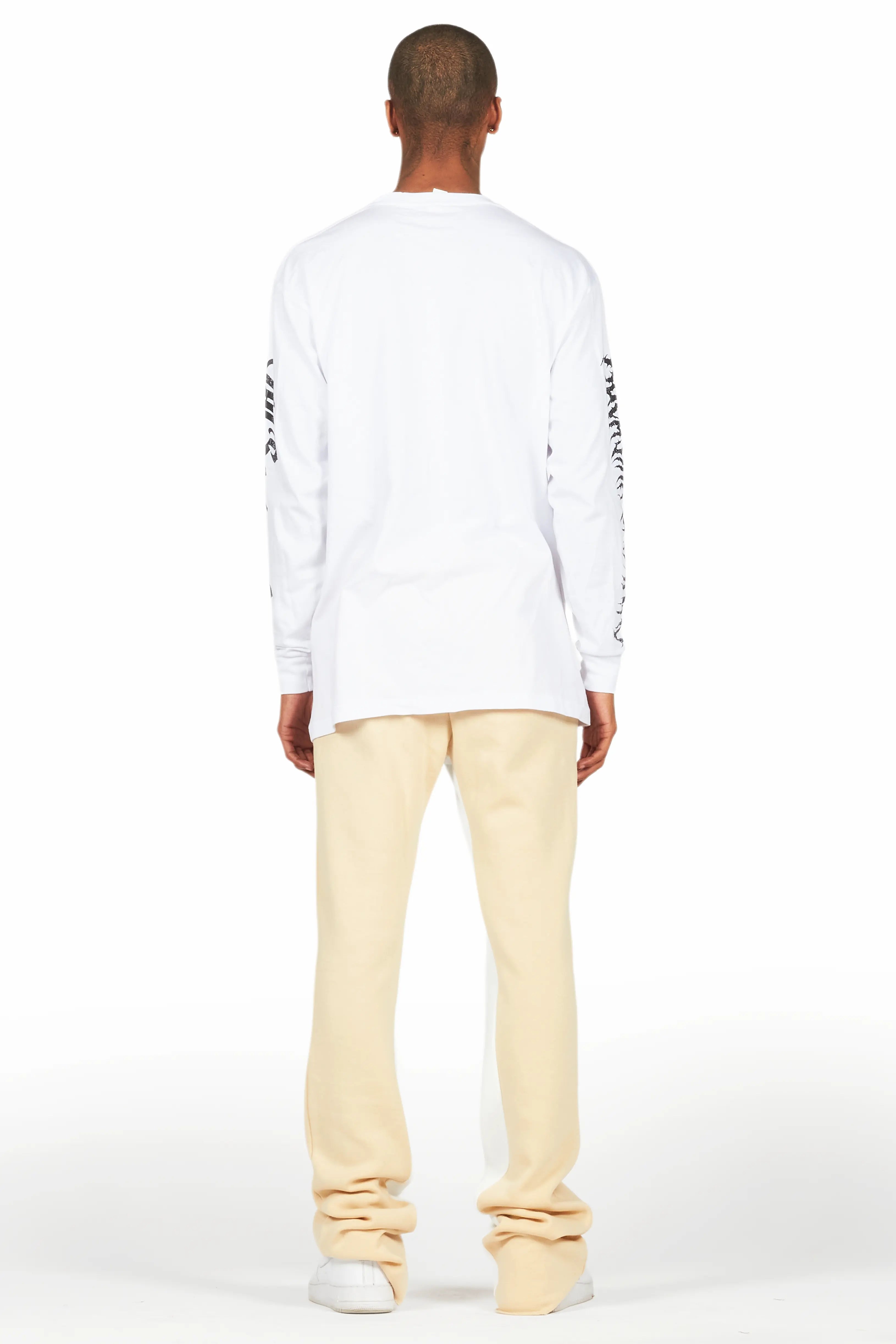 All Seeing Eyes White/Beige Long Sleeve T-Shirt/Baggy Pant Set