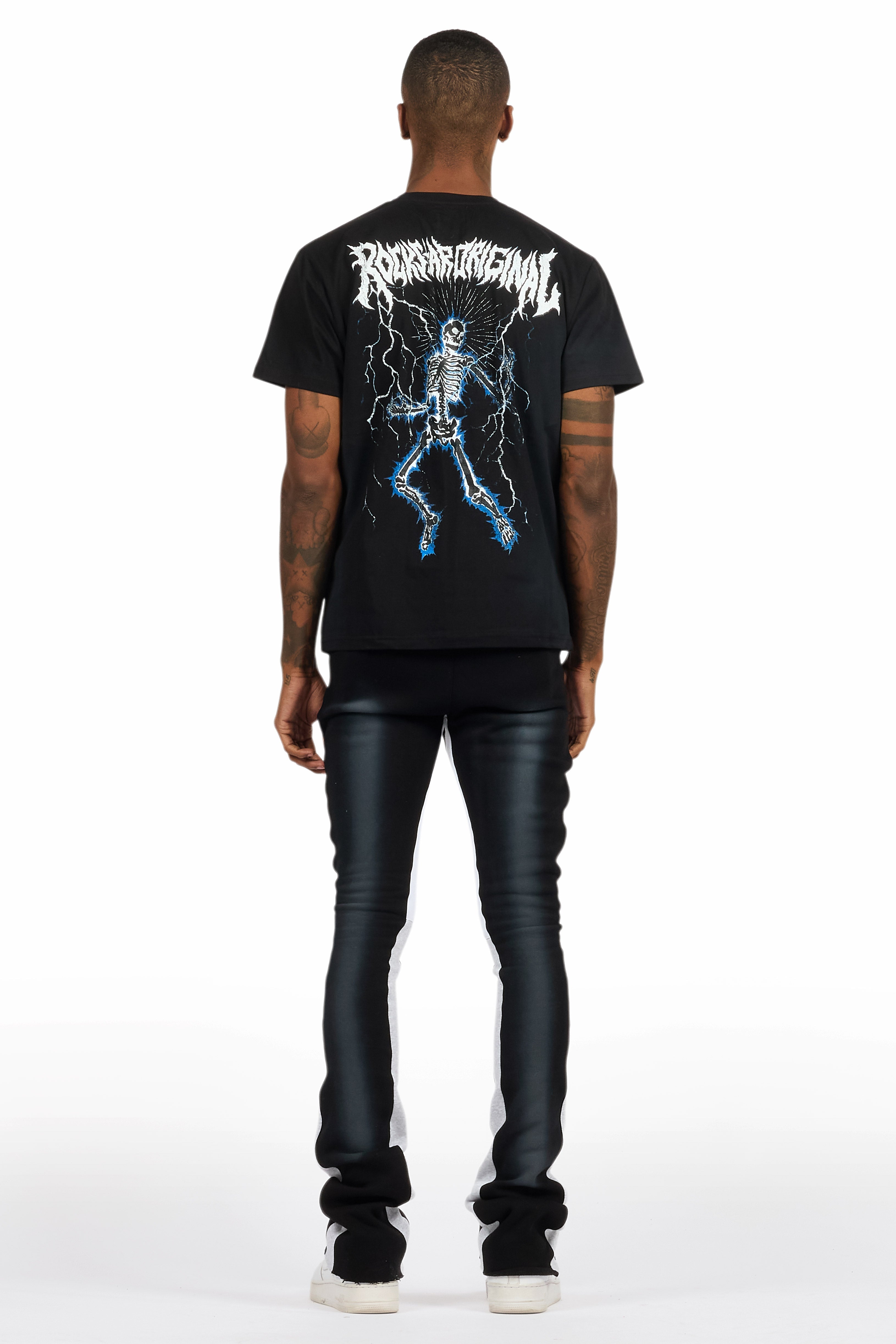 Deathrow Black T-Shirt/Stacked Flare Pant Set