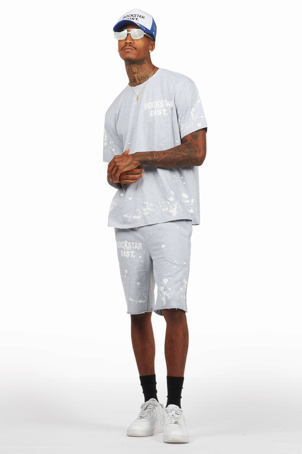 Rafix Heather Grey Graphic T-Shirt Short Set