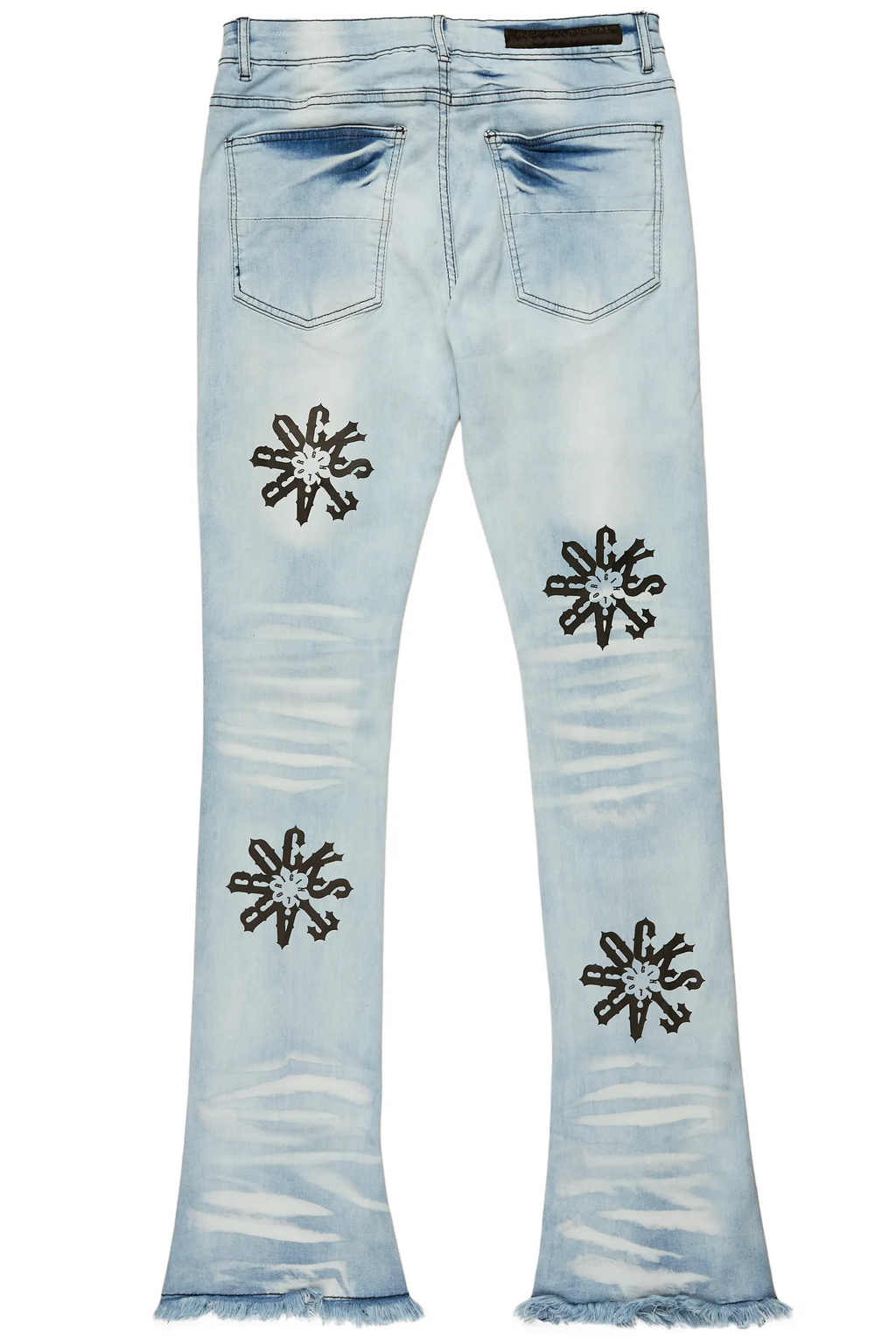 Neige Blue/ Black Graphic Stacked Flare Jean