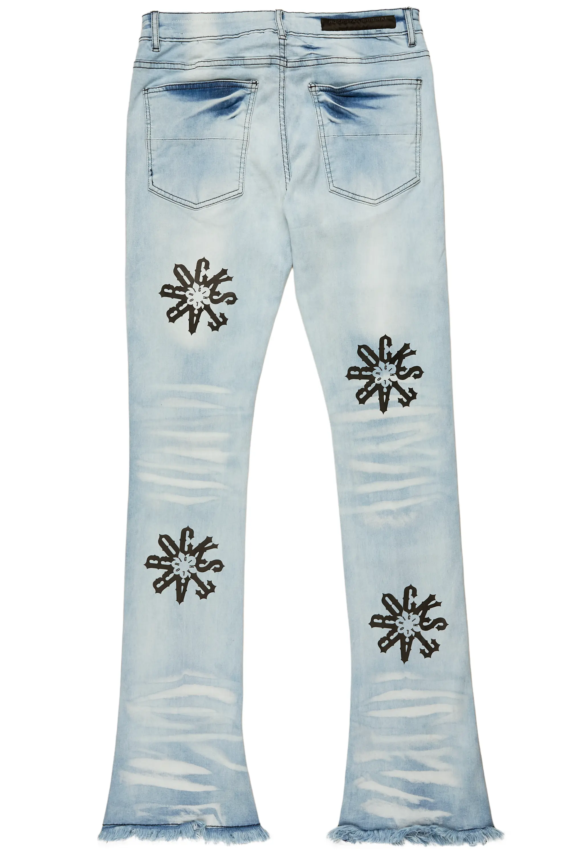 Neige Blue/ Black Graphic Stacked Flare Jean
