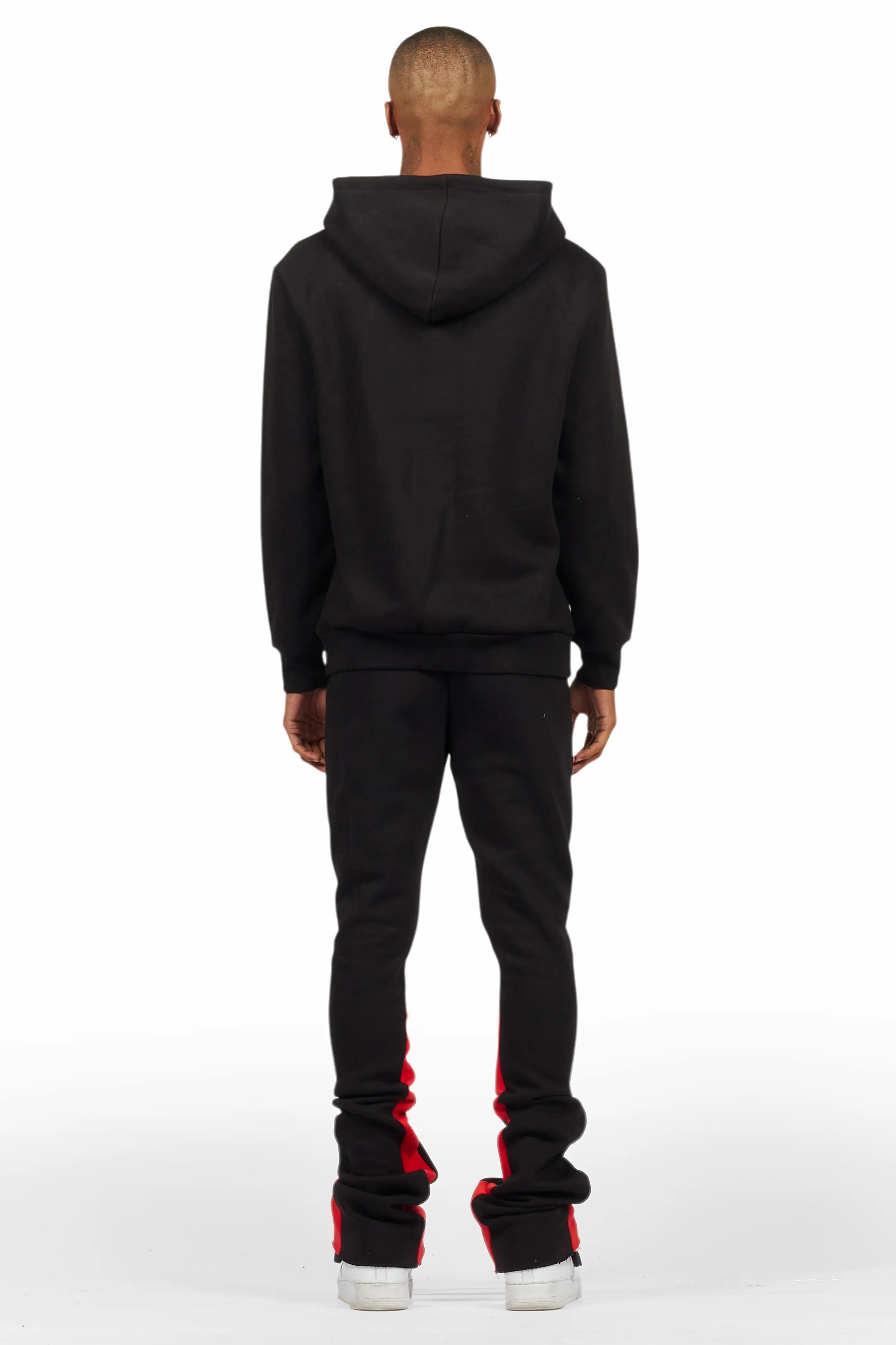Sana Black/Black Hoodie/Stacked Flare Track Pant Set