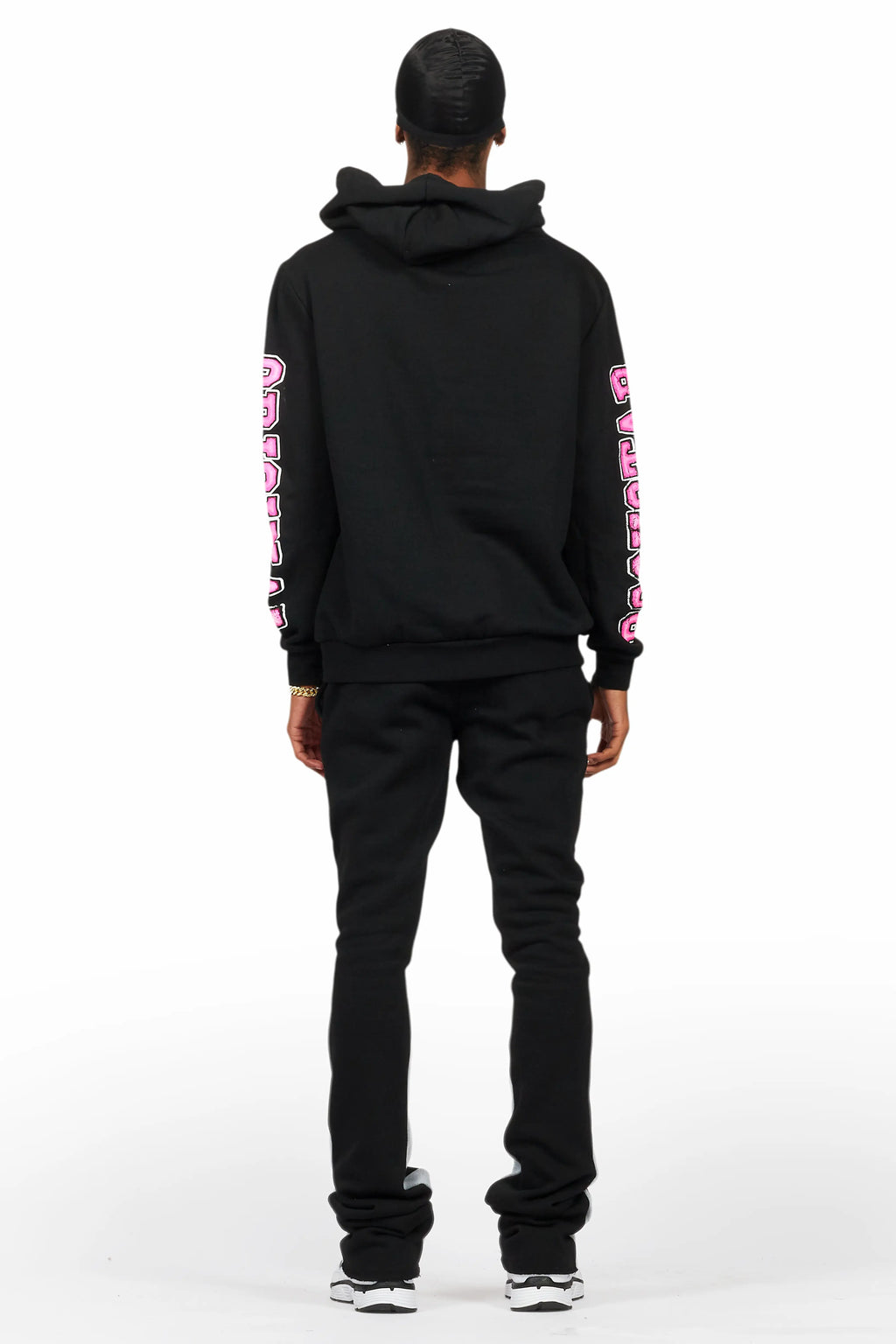 Fields Black/Pink Stacked Flare Hoodie Track Set