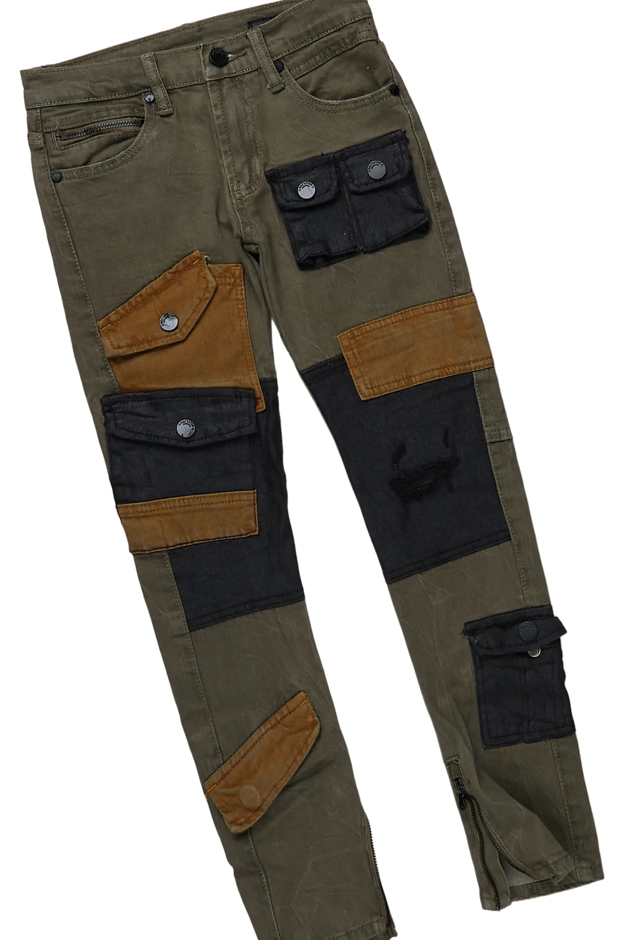 Boys Ward Beige T-Shirt/Patch Cargo Jean