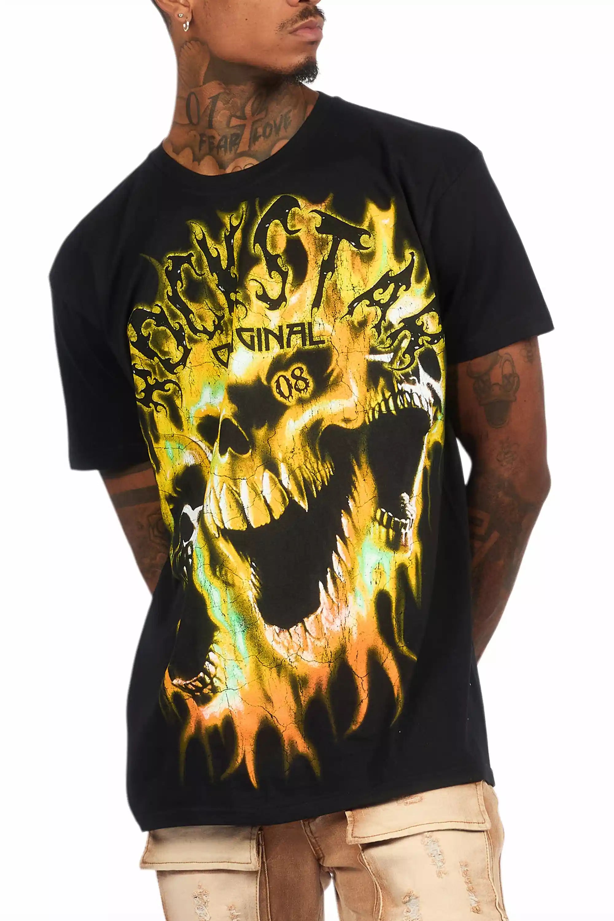 Lucen Black/Yellow Oversized Graphic T-Shirt