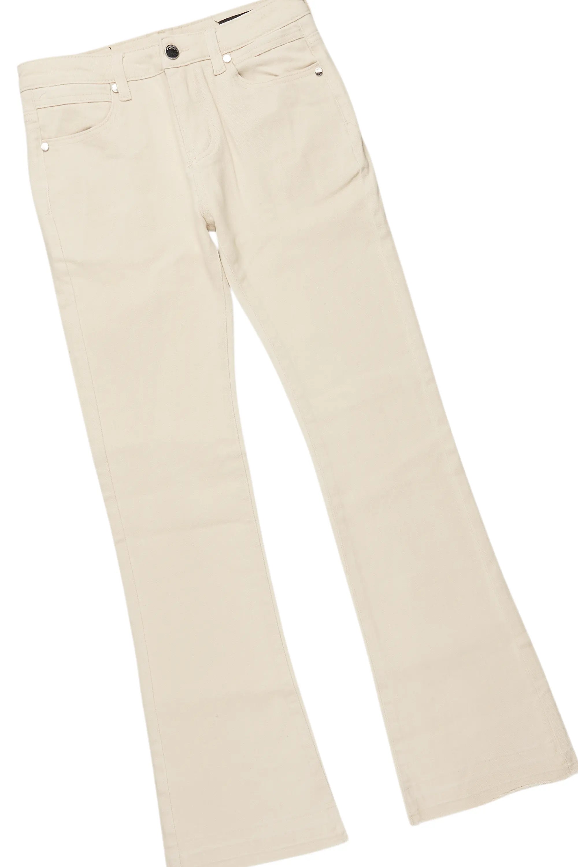 Boys Sana Vintage Sand/Beige T-Shirt/Dag Stacked Flare Jean Set