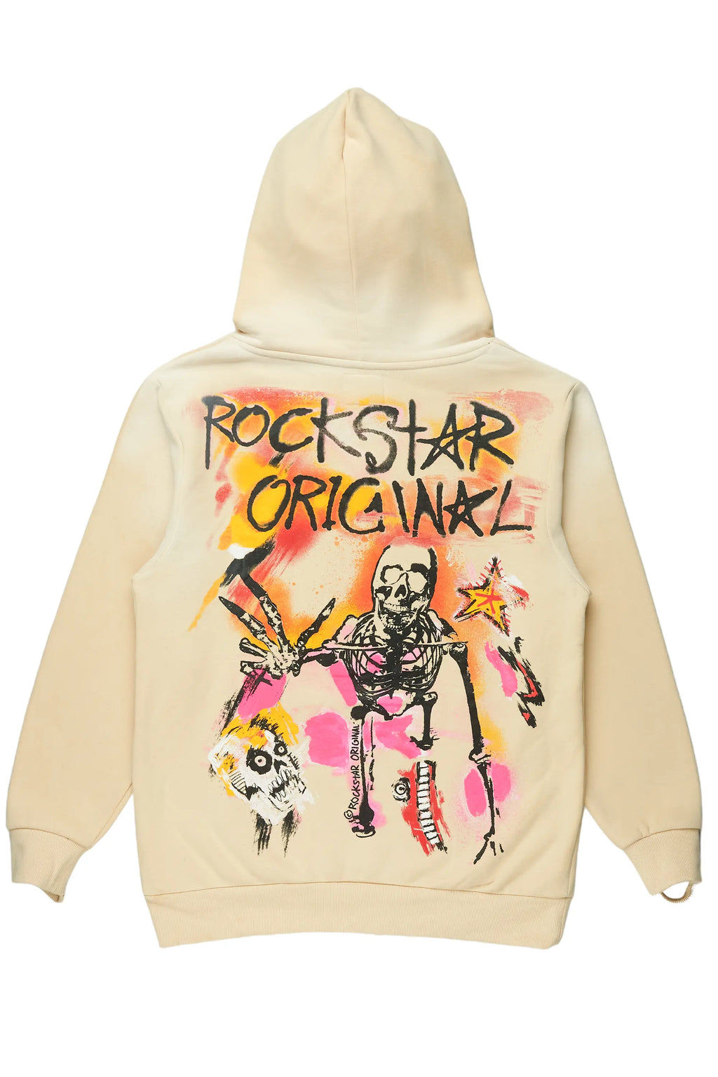 Soweto Beige Distressed Graphic Hoodie