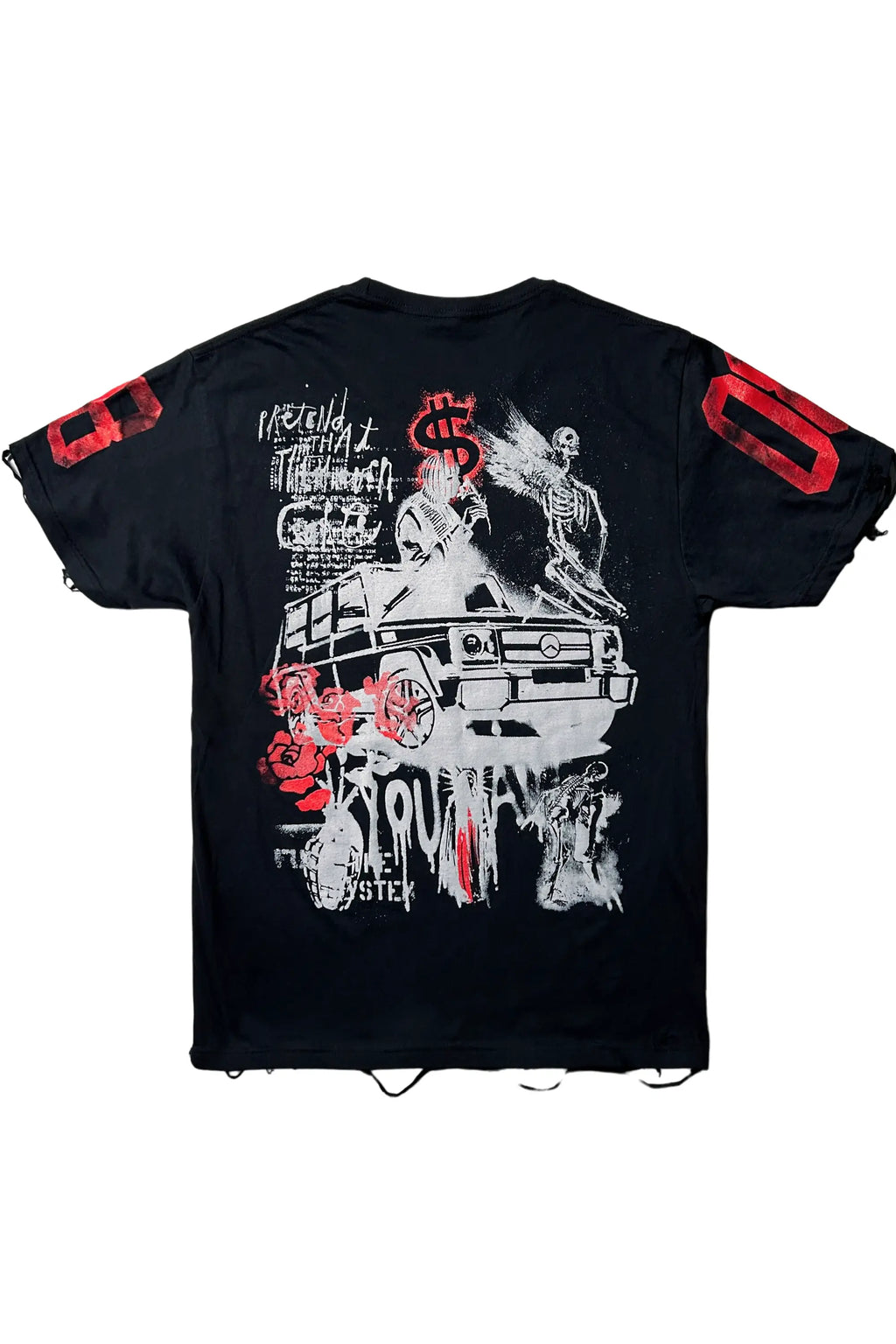 Grill Black Graphic Oversized T-Shirt