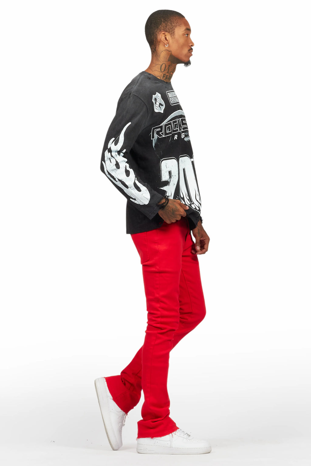 Dag Red Stacked Flare Jean