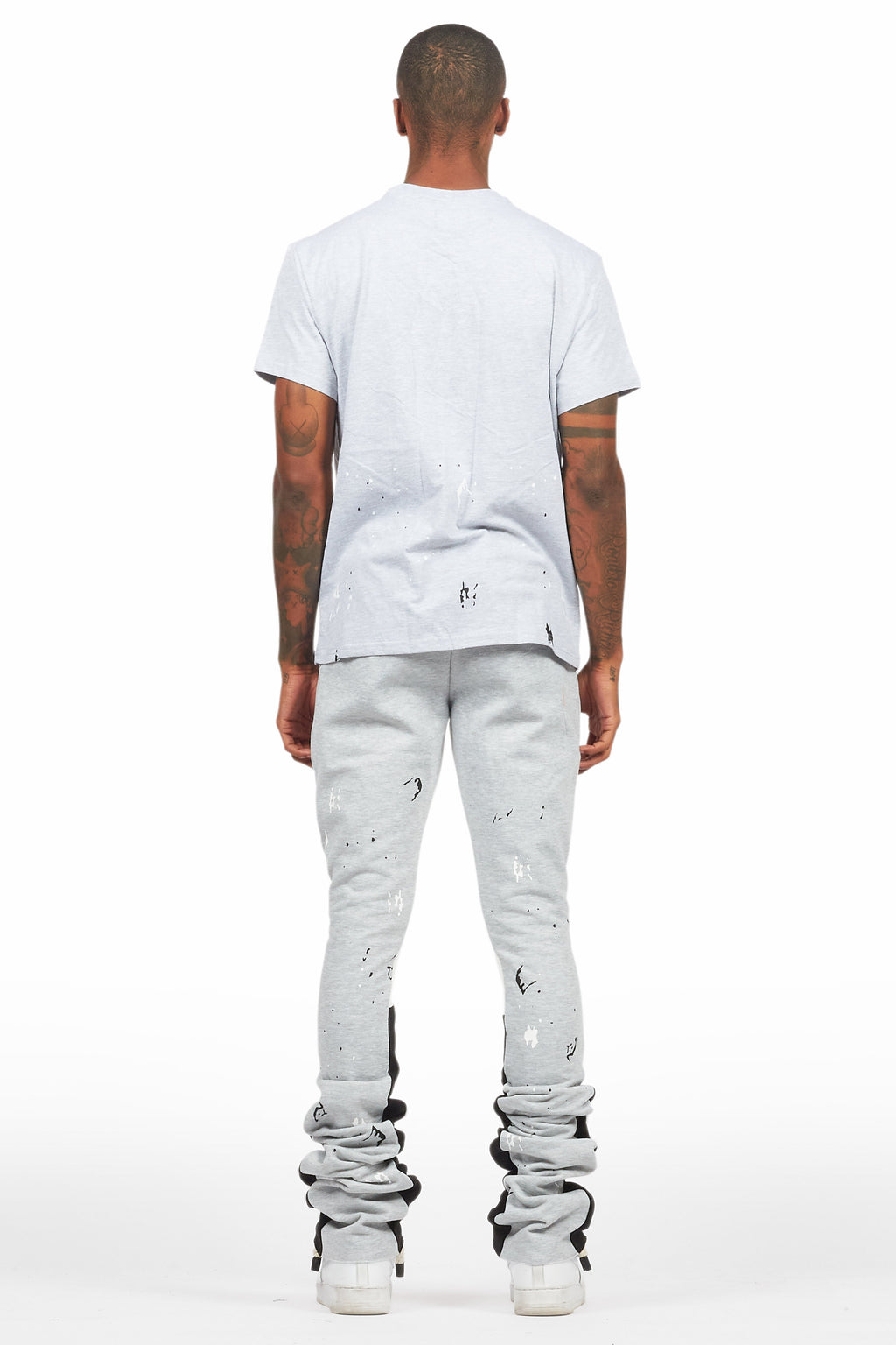 Scottie Heather Grey T-Shirt/Stacked Flare Track Pant Set