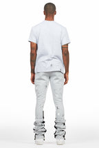 Scottie Heather Grey T-Shirt/Stacked Flare Track Pant Set