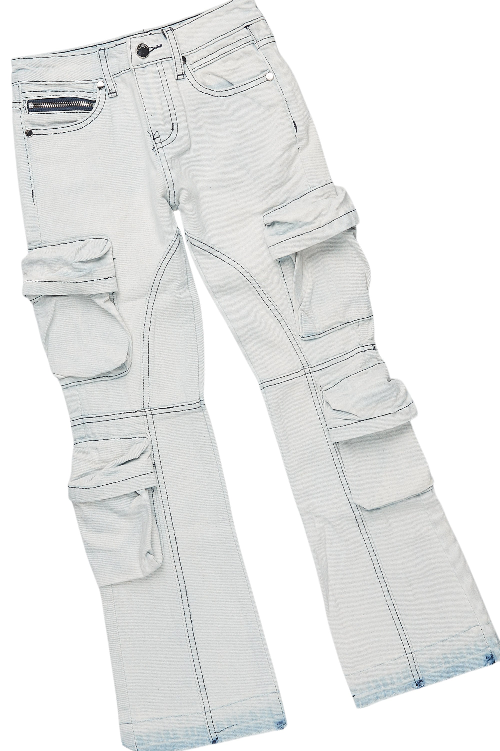 Boys Kip Royal/Blue T-Shirt/Stacked Flare Cargo Jean Set