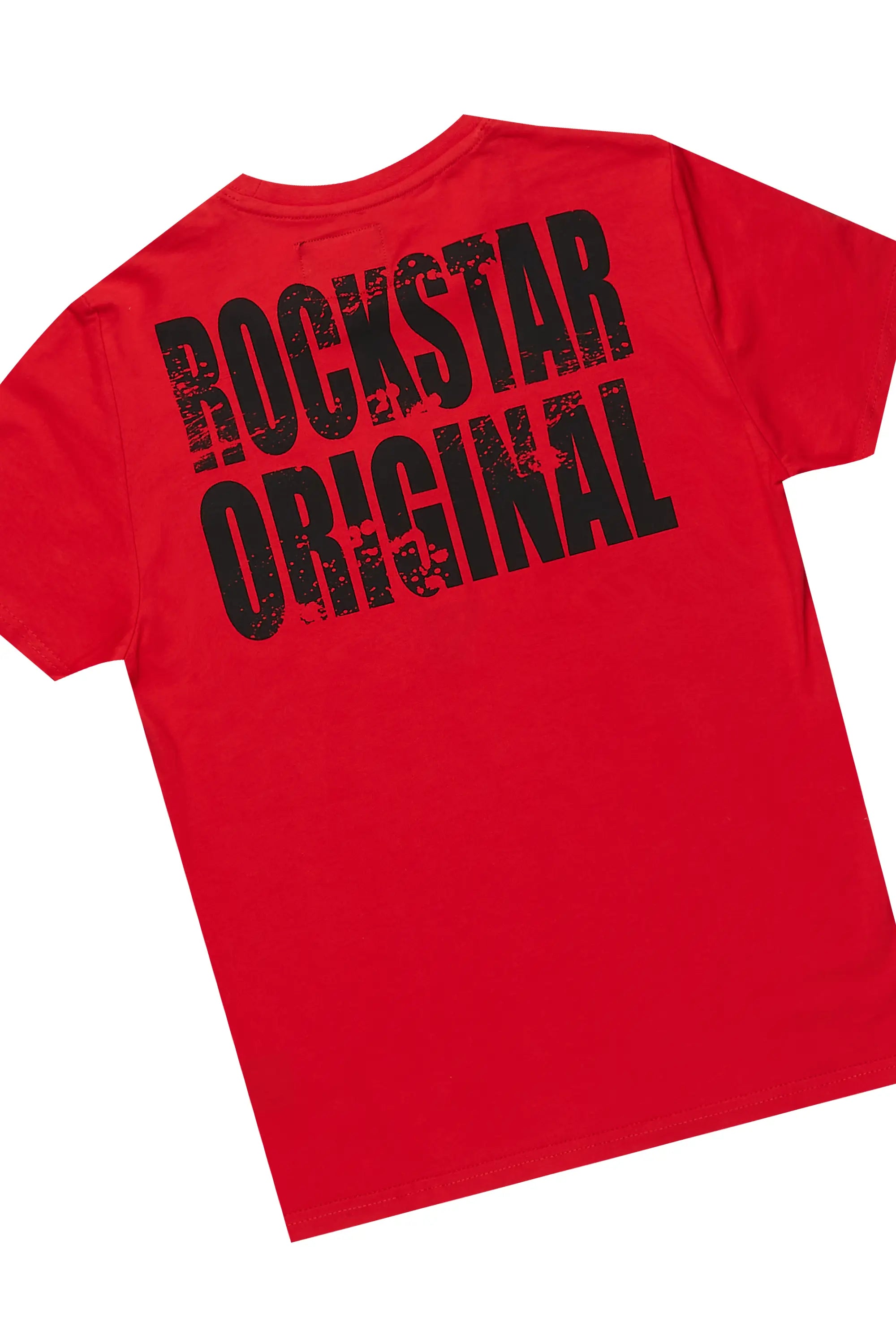 Boys Keve Red T-Shirt Flare Sweat Pant Set