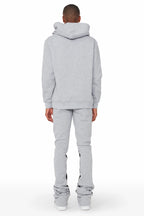 Raffer Grey/White Hoodie/Super Stacked Flare Pant Set