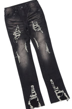 Boys Kip Vintage Black/White T-Shirt/Stacked Flare Jean Set