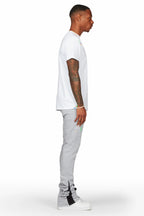 Taber Heather Grey Super Stacked Flare Track Pant