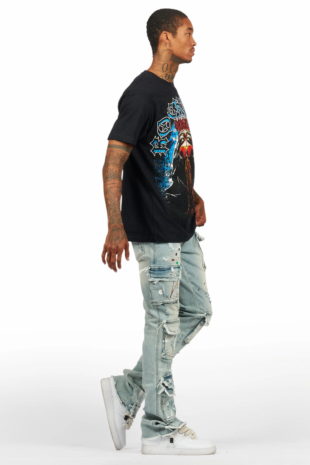 Dallan Black/Blue T-Shirt/Stacked Flare Jean Bundle