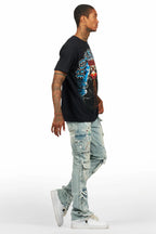 Dallan Black/Blue T-Shirt/Stacked Flare Jean Bundle