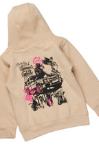 Girls Kammy Beige/Black Hoodie/Stacked Flare Jean Set