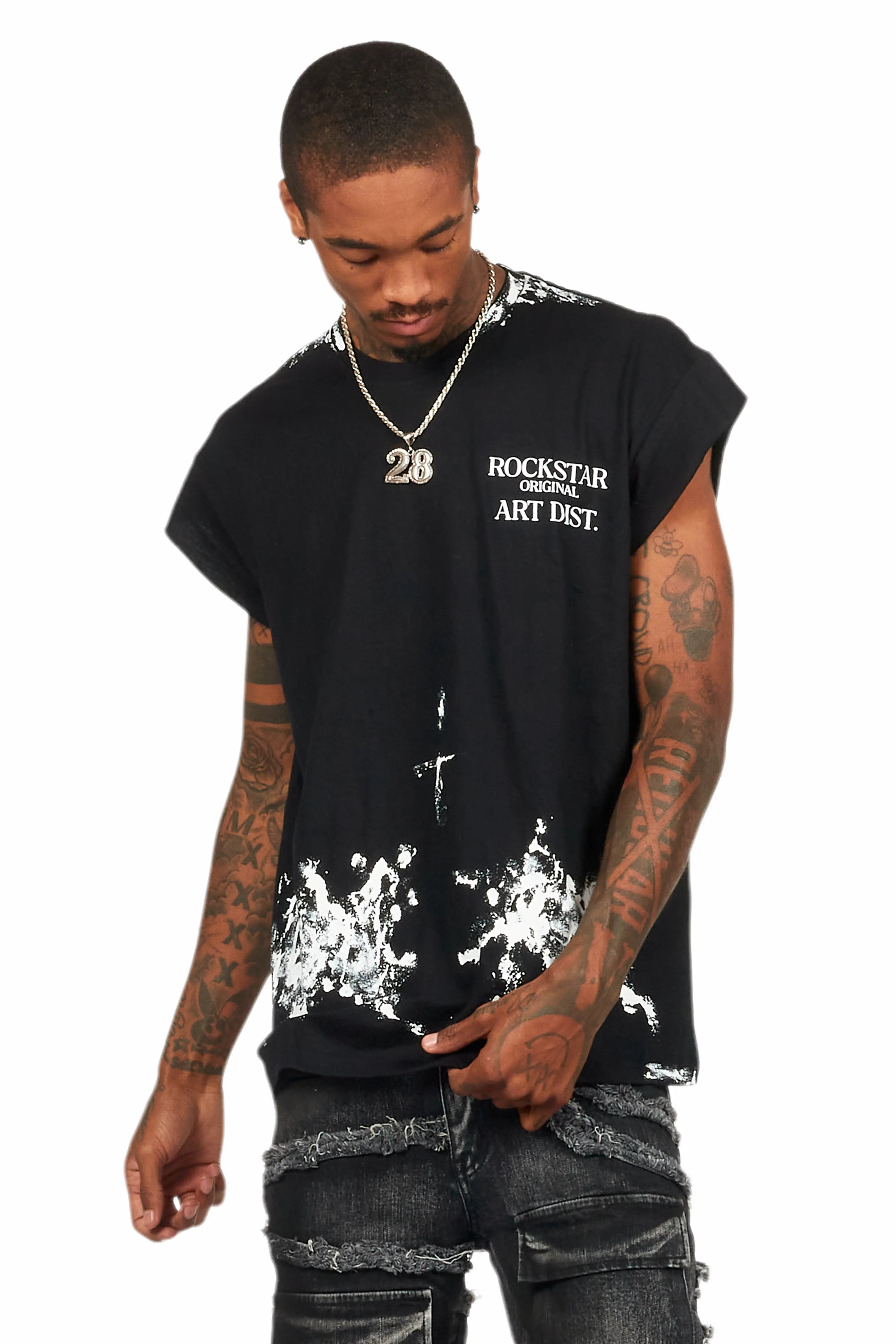 Pilan Black Muscle Graphic T-Shirt