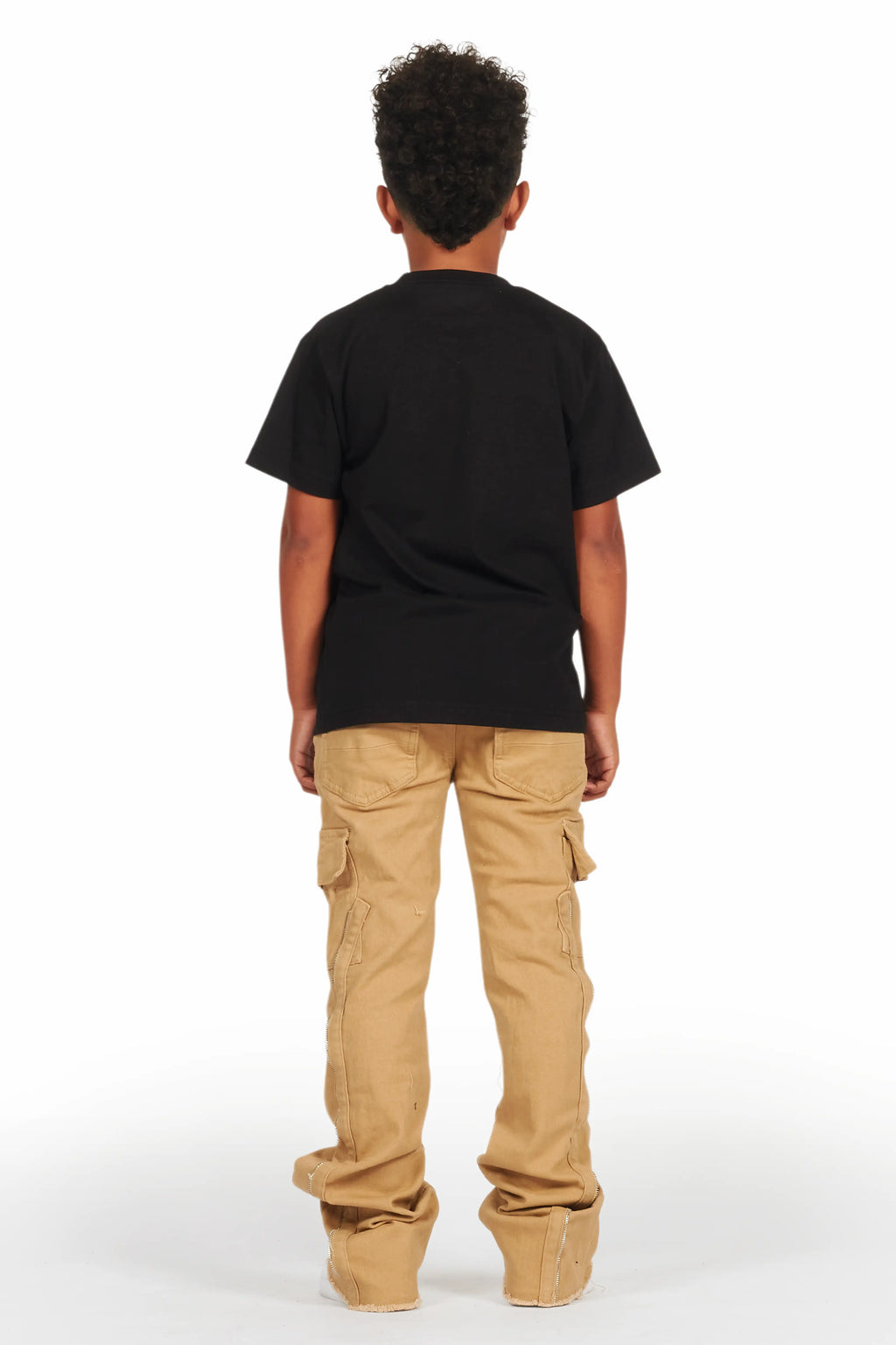Boys All Seeing Eyes Black/Beige T-Shirt/Stacked Flare Jean Set