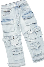 Boys Fields Blue Mohair Hoodie/Baggy Cargo Jean Set