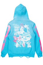 Grill Blue Distressed Graphic Hoodie