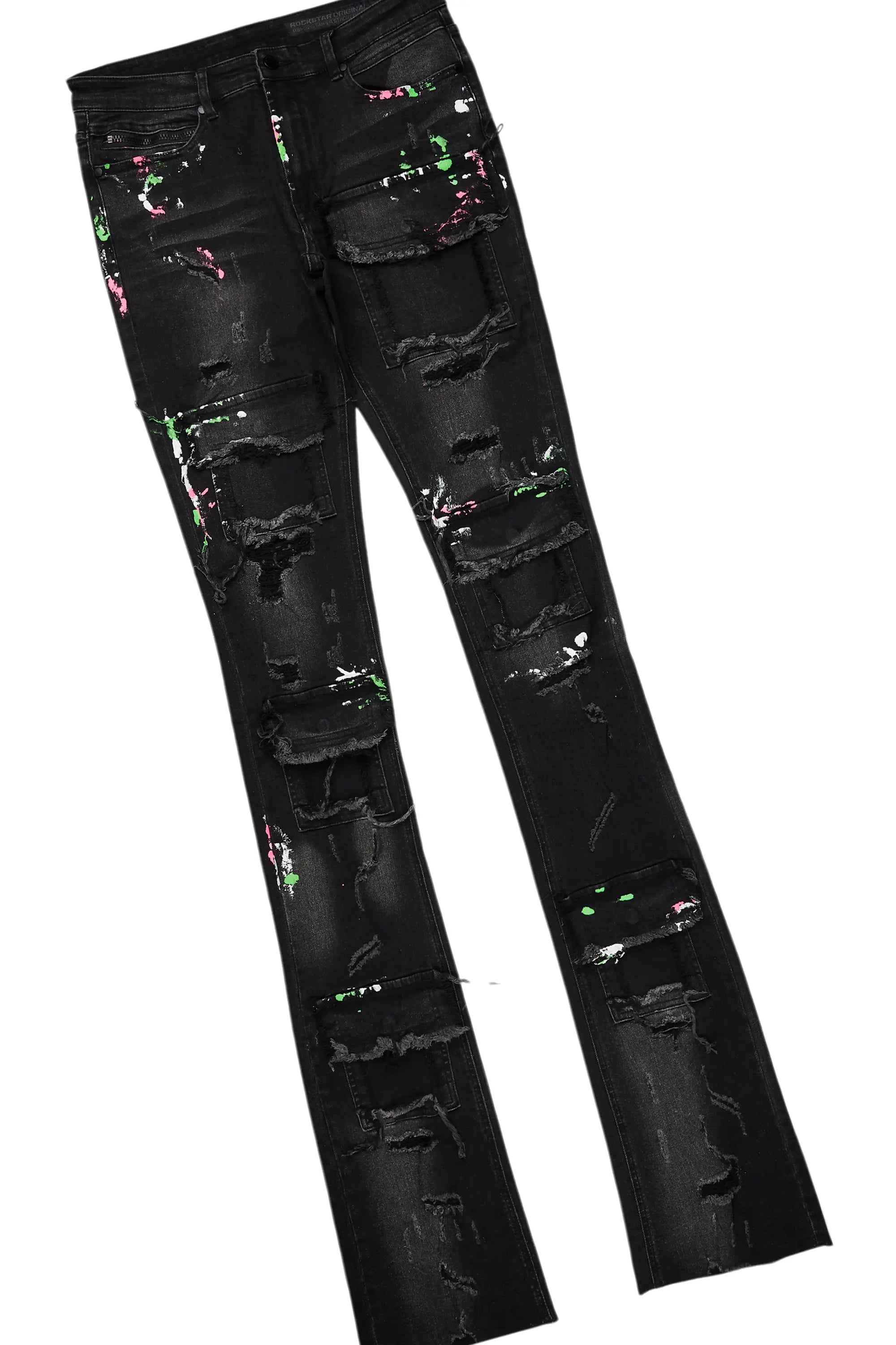 Quito Black Oversized T-Shirt/Super Stacked Flare Jean Bundle