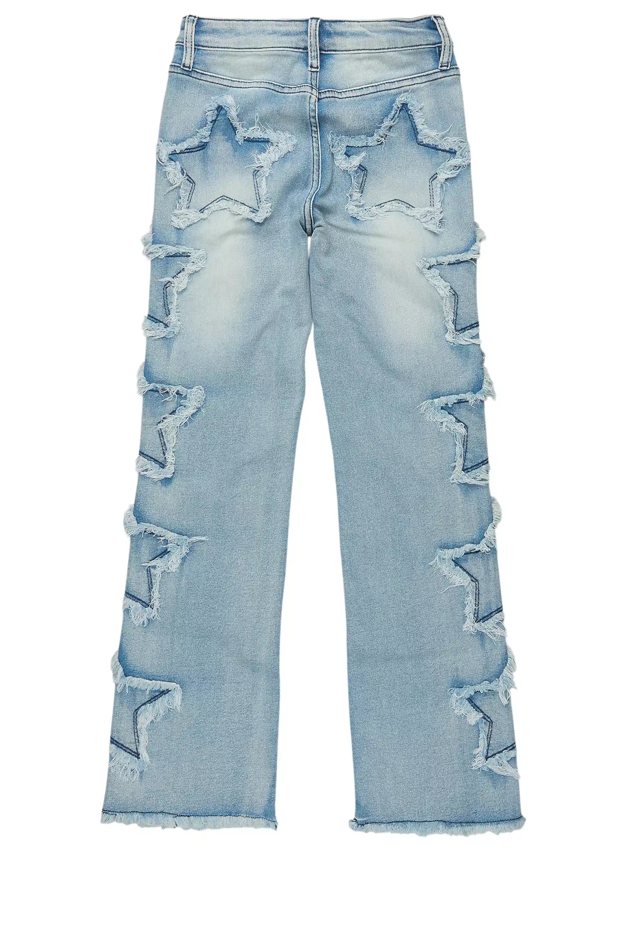 Girls Sinayah Light Wash Stacked Flare Jean