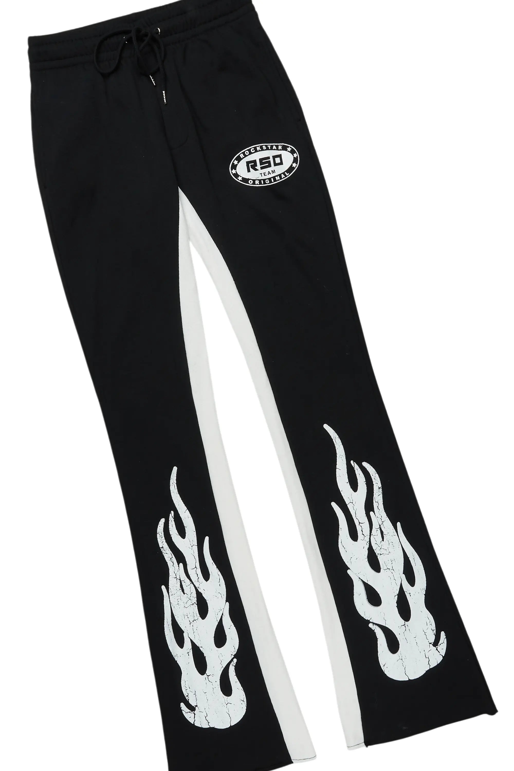 Amos Black/White Long Sleeve T-Shirt/Stacked Baggy Pant Set