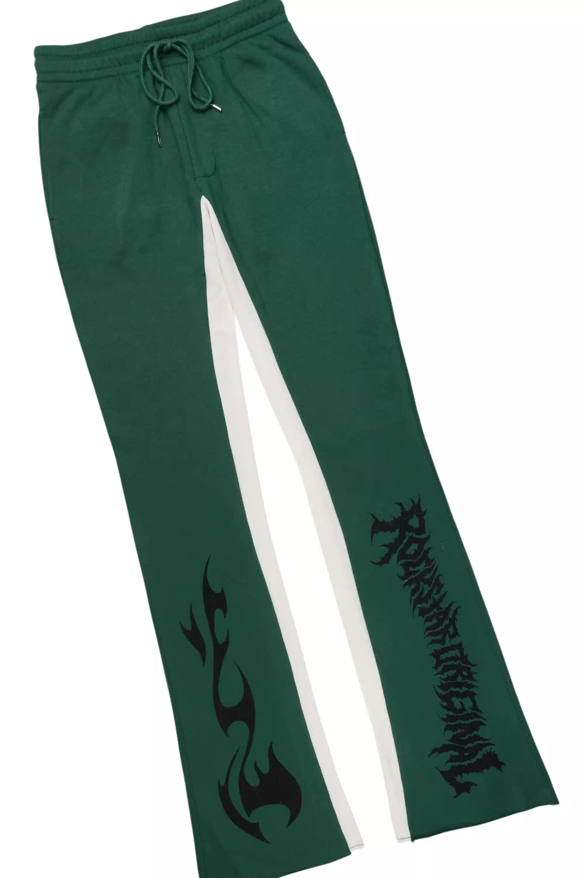 Deathrow White/Green Hoodie/Stacked Track Set