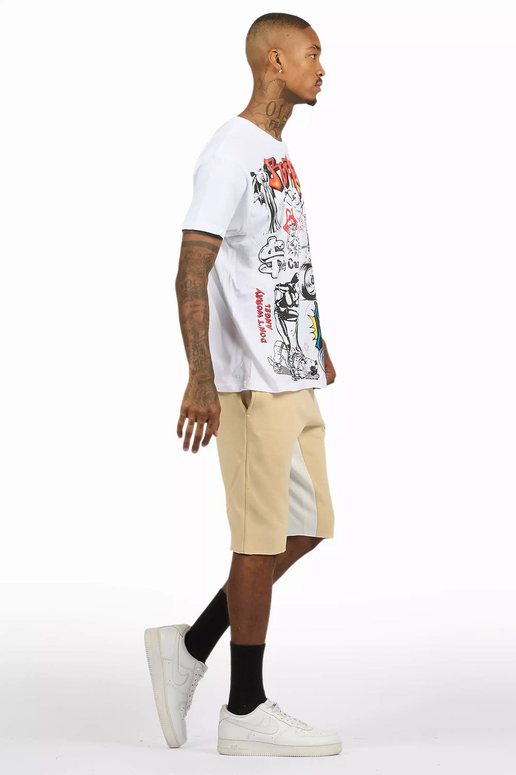 Shootah White/Beige T-Shirt Short Set