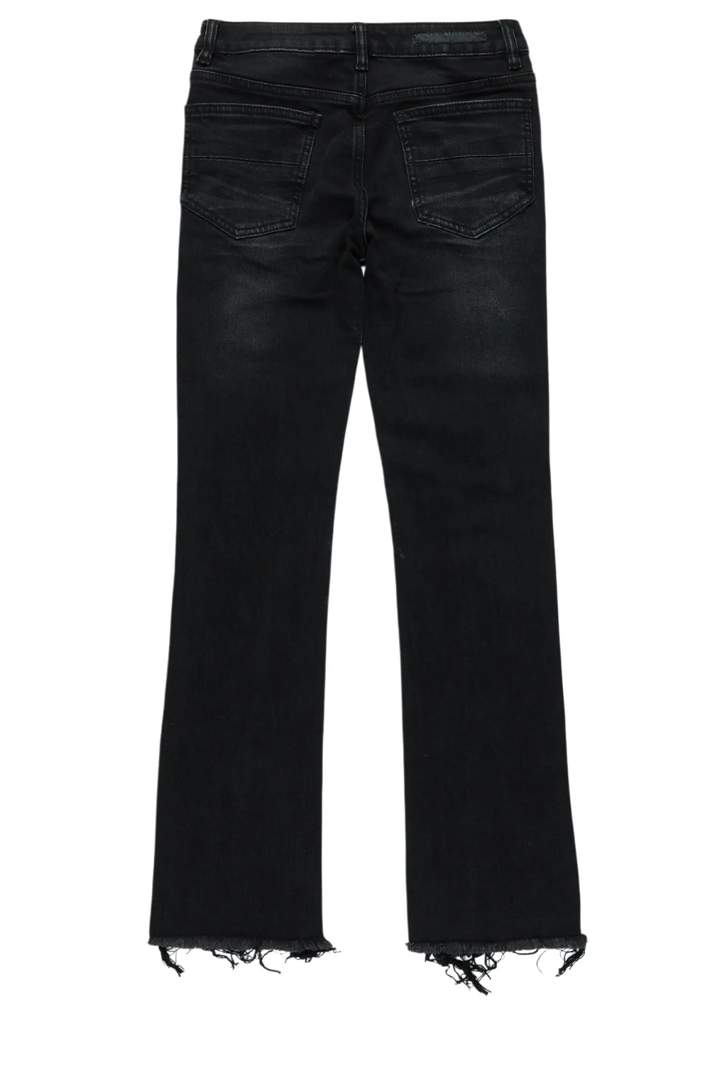 Boys Savier Black/White Roller Paint Stacked Flare Jean