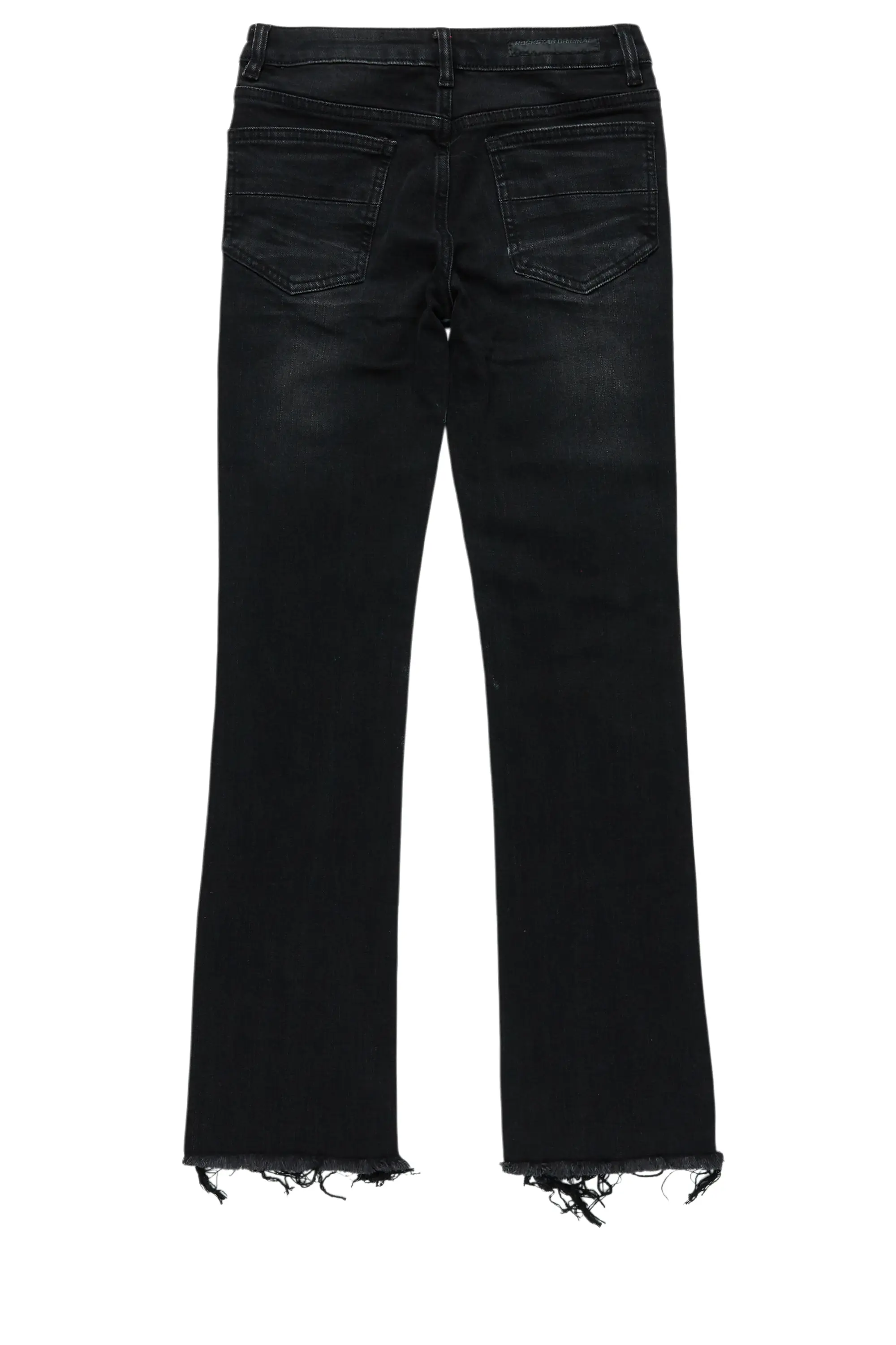 Boys Savier Black/White Roller Paint Stacked Flare Jean