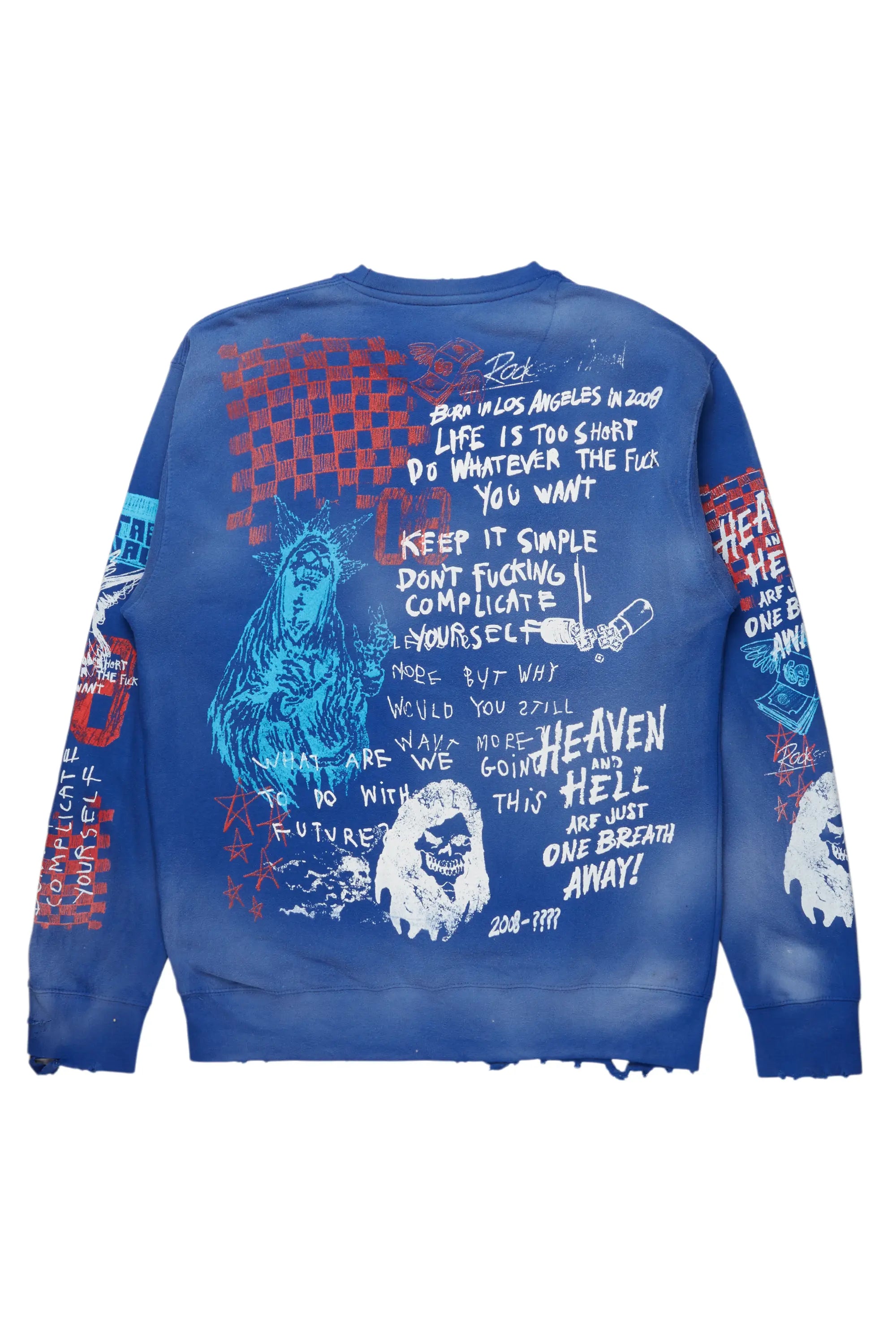 Gabin Royal Blue Graphic Crewneck