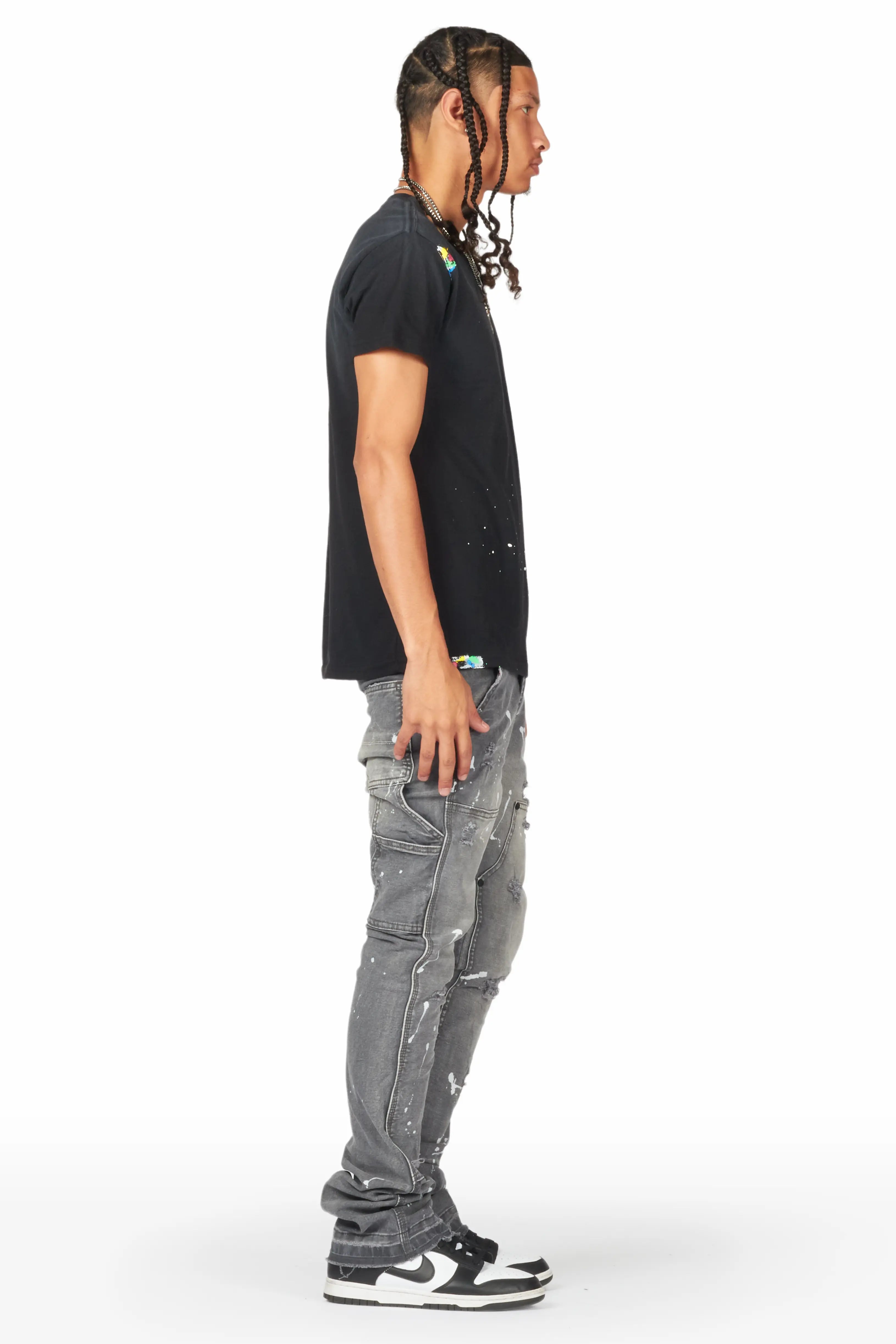 Thorton Grey Stacked Flare Jean