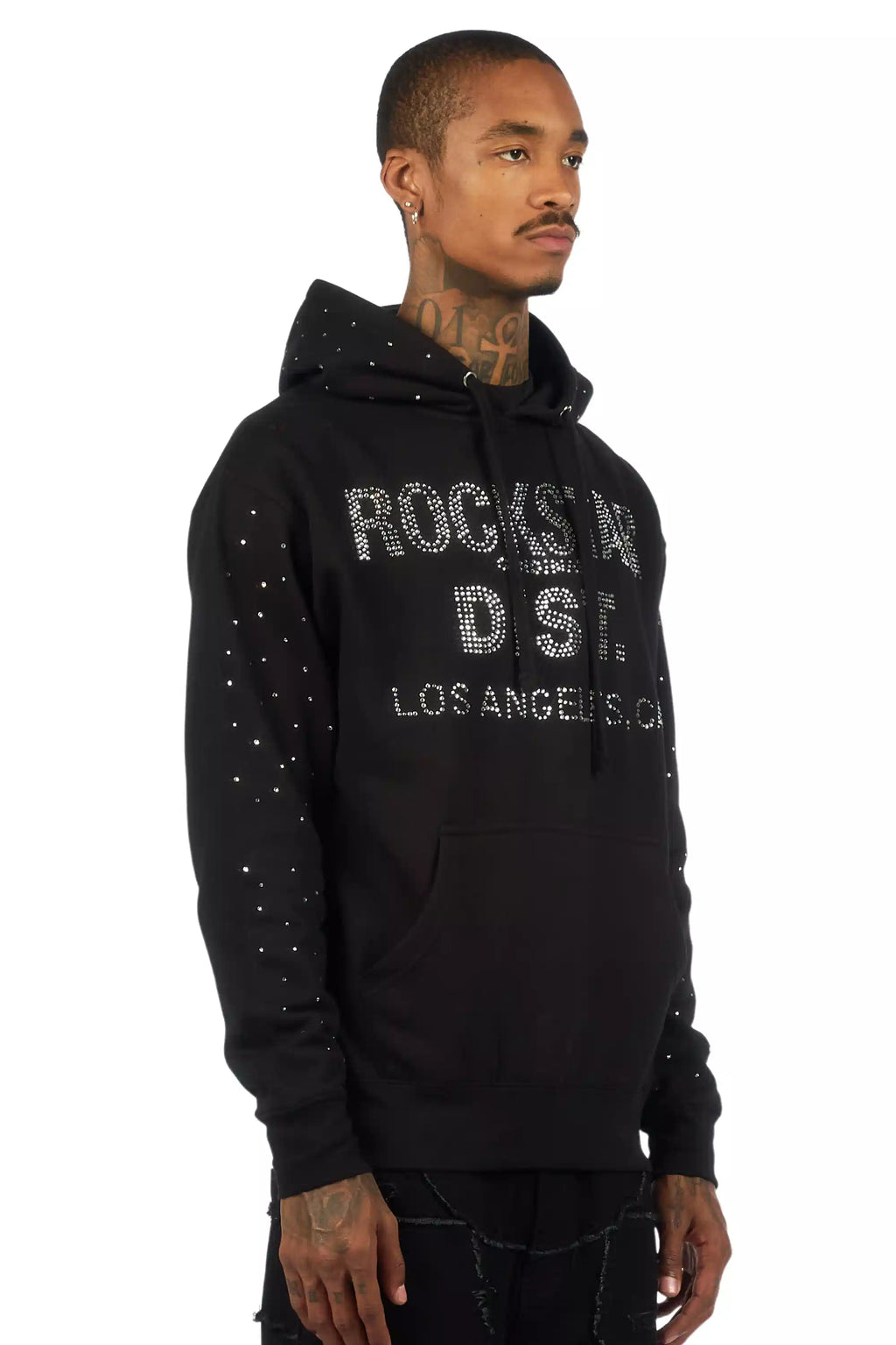Thryll Black/Silver Rhinestone Graphic Hoodie