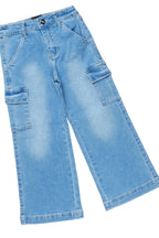 Girls Arana Fuchsia T-Shirt Wide Leg Cargo Jean Set