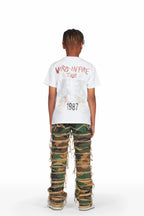 Boys Barrett Camo/White T-Shirt/Stacked Flare Jean Set