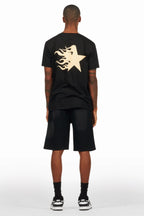 Plutix Black Graphic T-Shirt Short Set