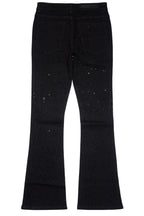 Lucki Black Rhinestone Stacked Flare Jean