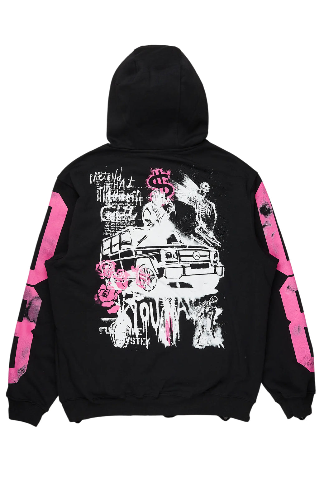 Kamille Black/Pink Oversized Hoodie