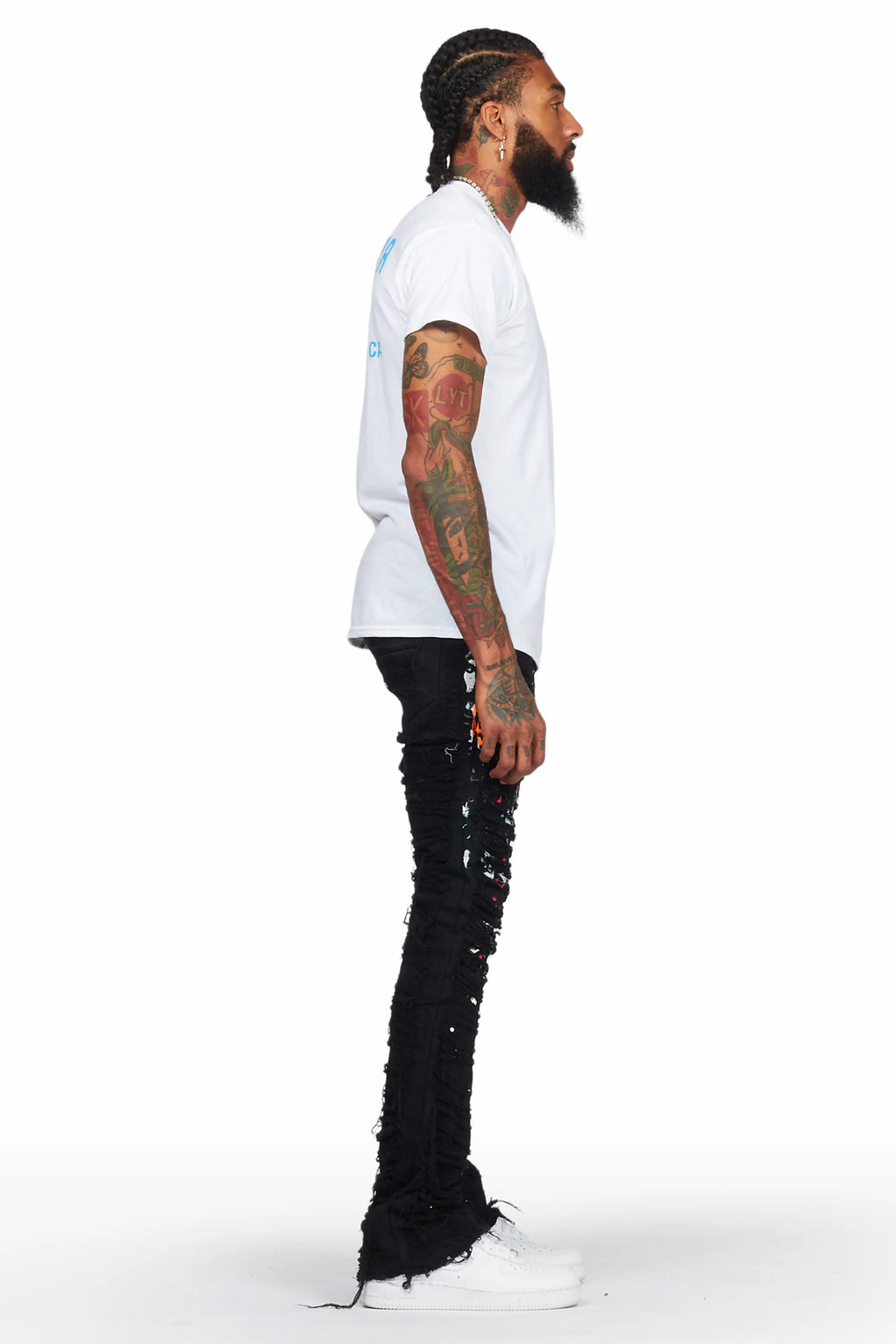 Talasi Black Painter Stacked Flare Jean