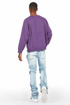 Mallow Purple Knit Sweater/Super Stacked Flare Jean Bundle