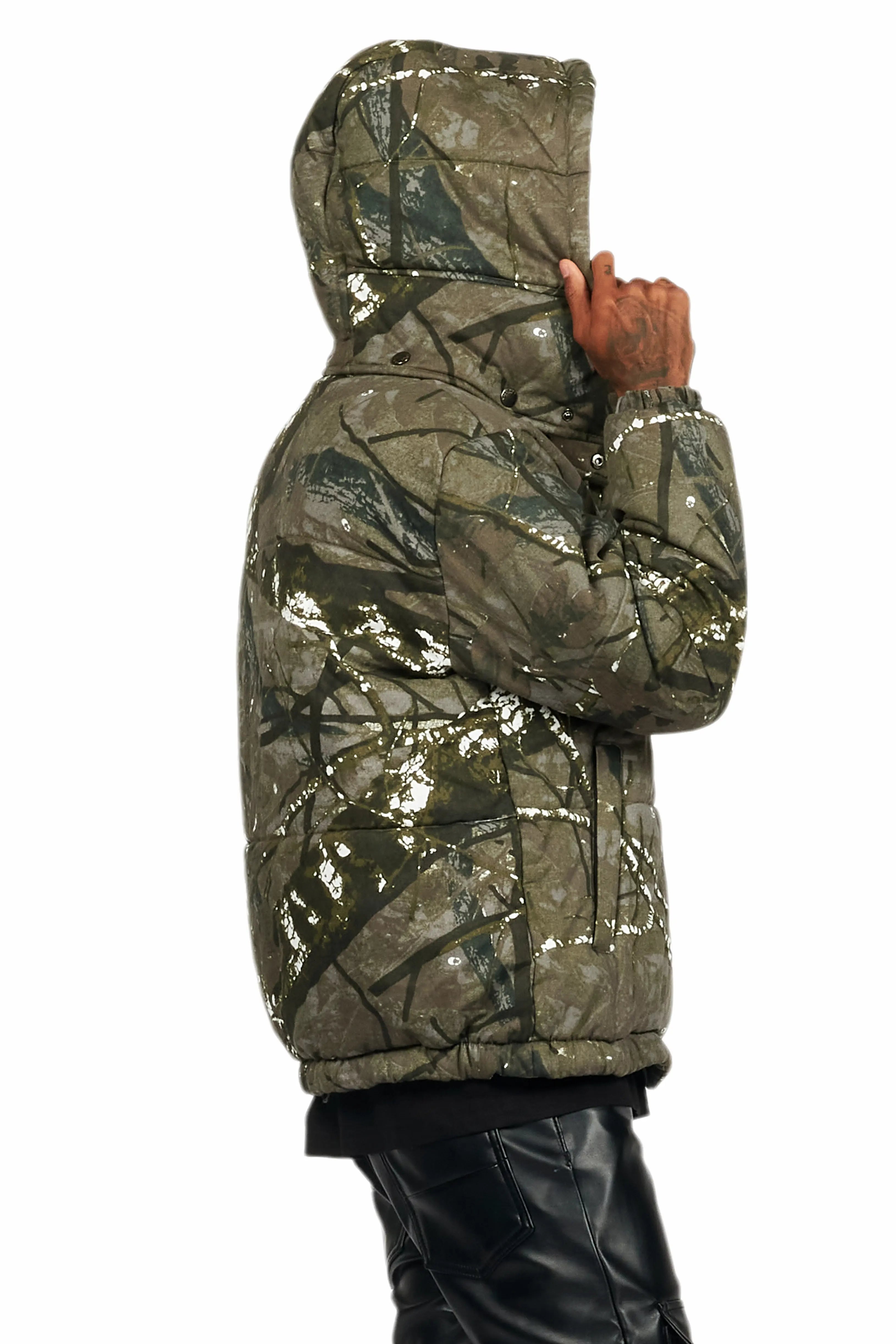 Bevis Grey Tree Camo Puffer Jacket