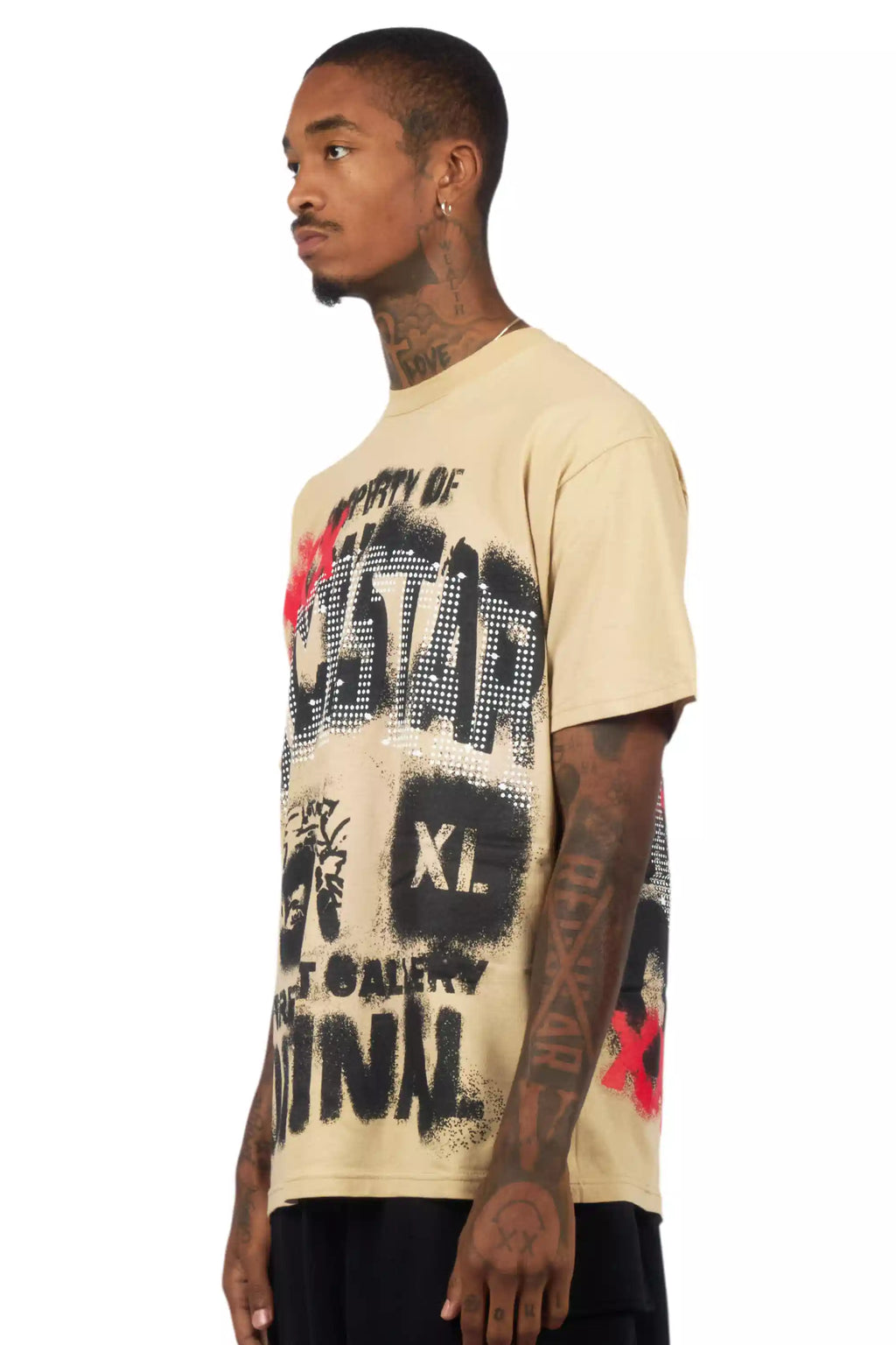 Kyo Beige/Black Oversized Graphic T-Shirt