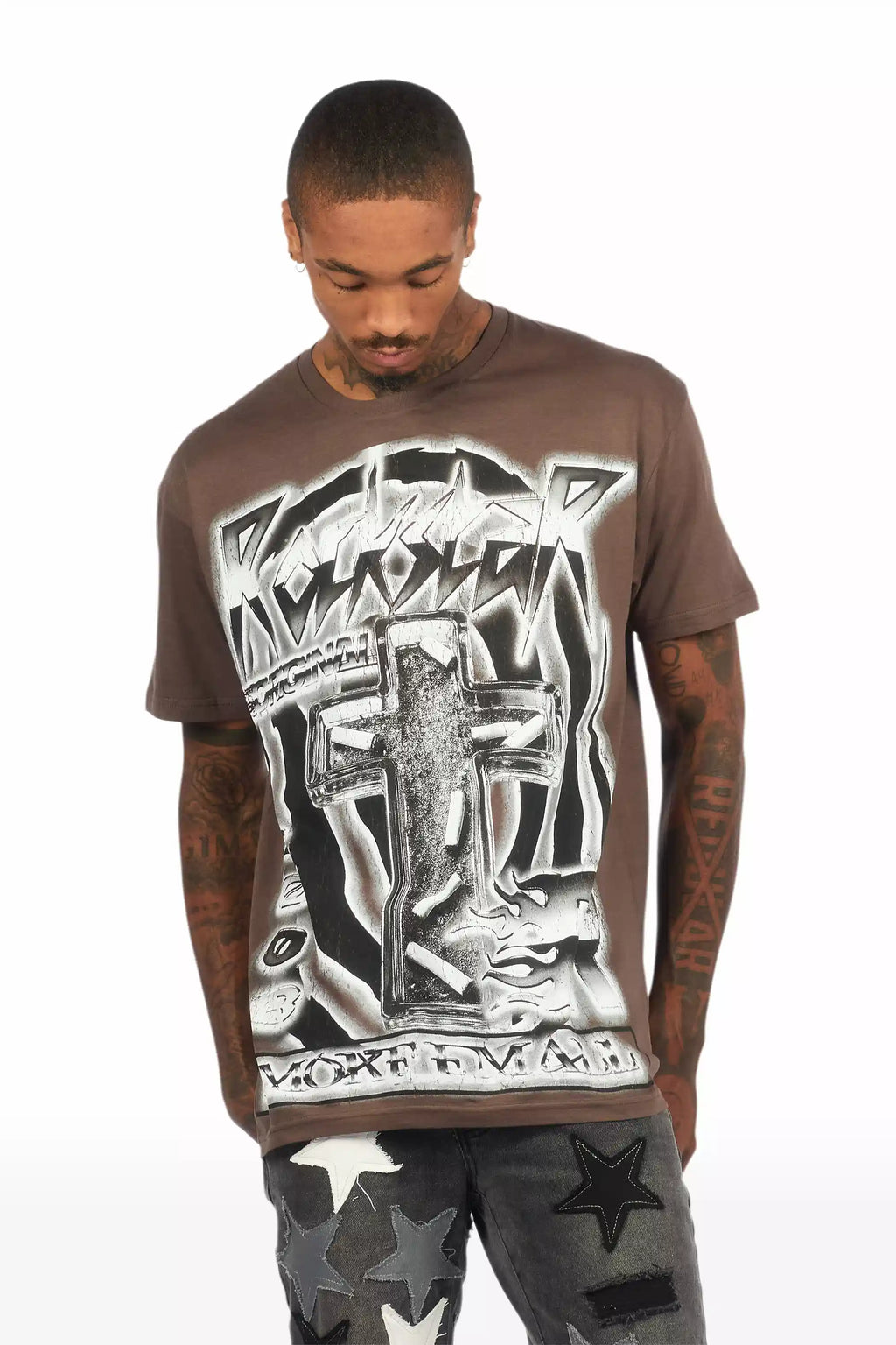 Smokeem Dark Grey/Black Oversized Graphic T-Shirt